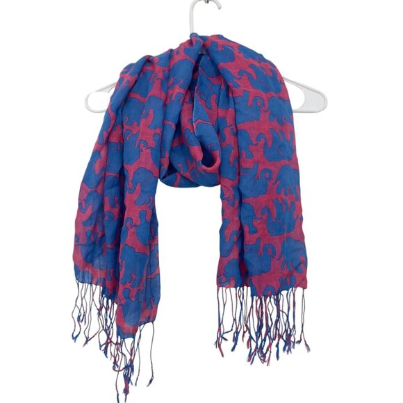 Lilly Pulitzer Silk&Cashmere Elephant Print Scarf  27''X74'' Multifuntional Wrap - Picture 9 of 12